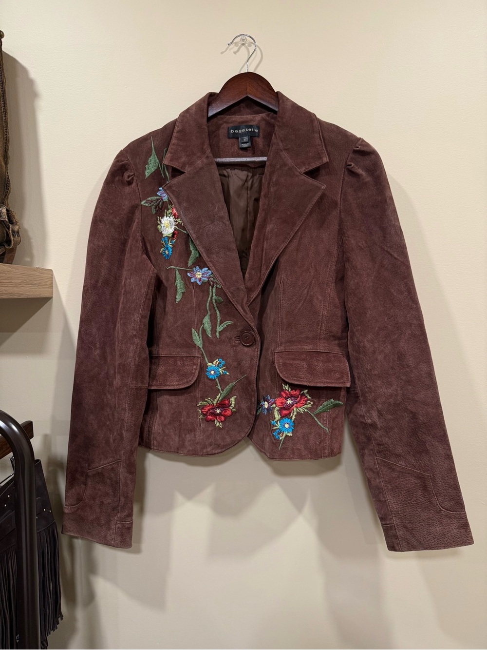 Embroidered Genuine Suede Jacket